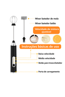 Mini Mixer Elétrico Recarregável Multiuso para Bebidas e Ovo