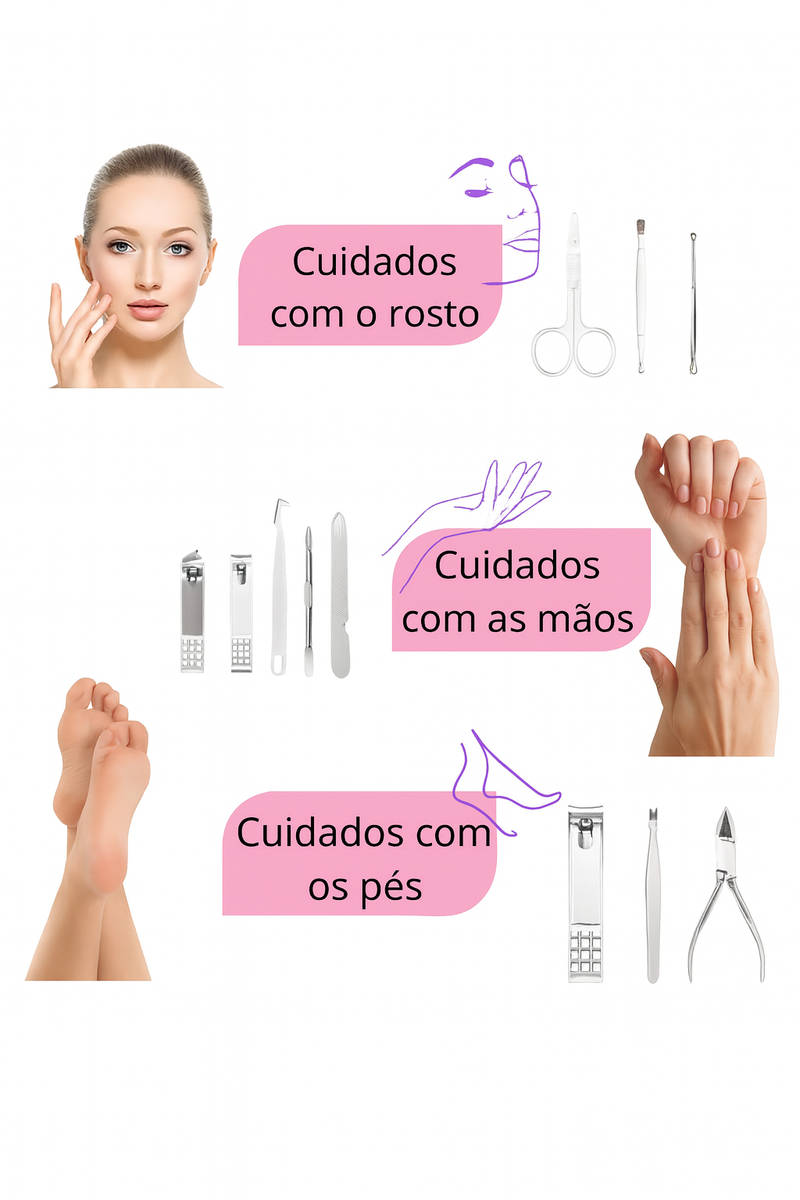 Cortador de Unhas - Kit Portátil 12 em 1