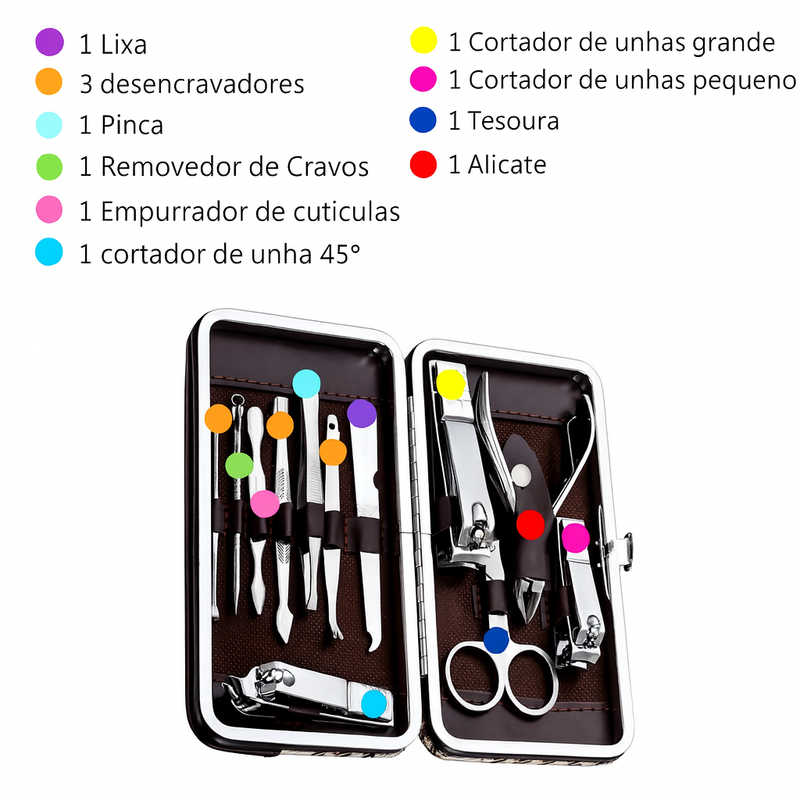 Cortador de Unhas - Kit Portátil 12 em 1