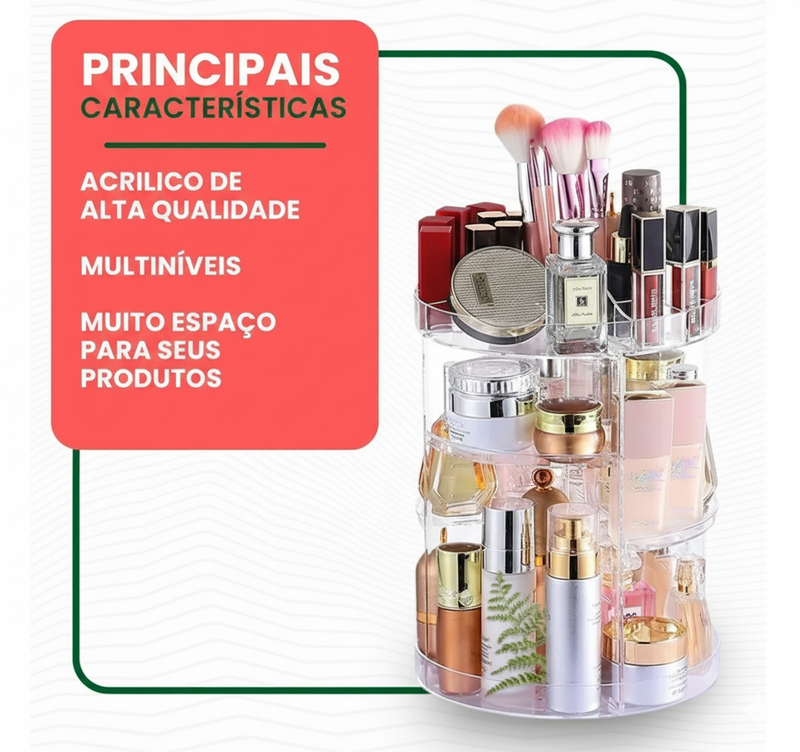 Organizador Giratório 360°m Maquiagem e cosméticos