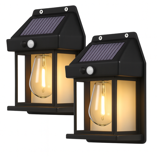 Luminária Solar Arandela Retrô De Parede Com Sensor Presença