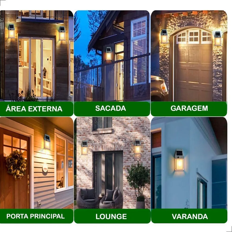 Luminária Solar Arandela Retrô De Parede Com Sensor Presença