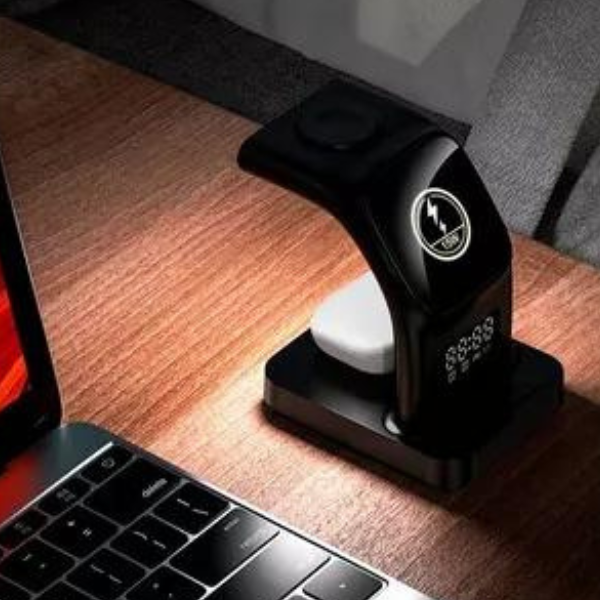 Base Carregador Sem Fio 5 em 1 Indução Relógio