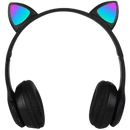 Fone Bluetooth Orelha De Gato Led Colorido (PRETO)