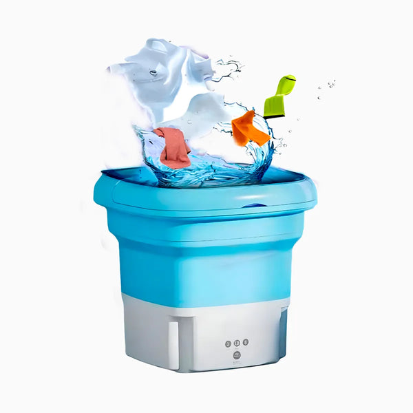 Mini Máquina de Lavar Roupa Portátil Dobrável - AZUL