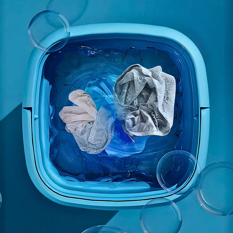 Mini Máquina de Lavar Roupa Portátil Dobrável - AZUL