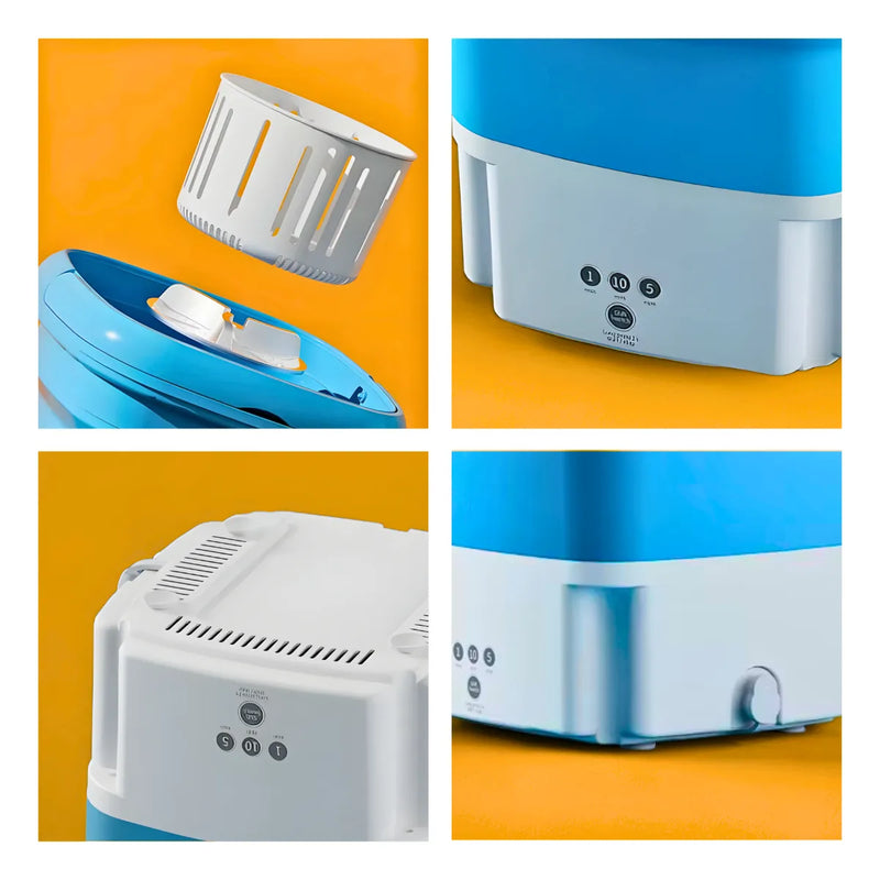 Mini Máquina de Lavar Roupa Portátil Dobrável - AZUL