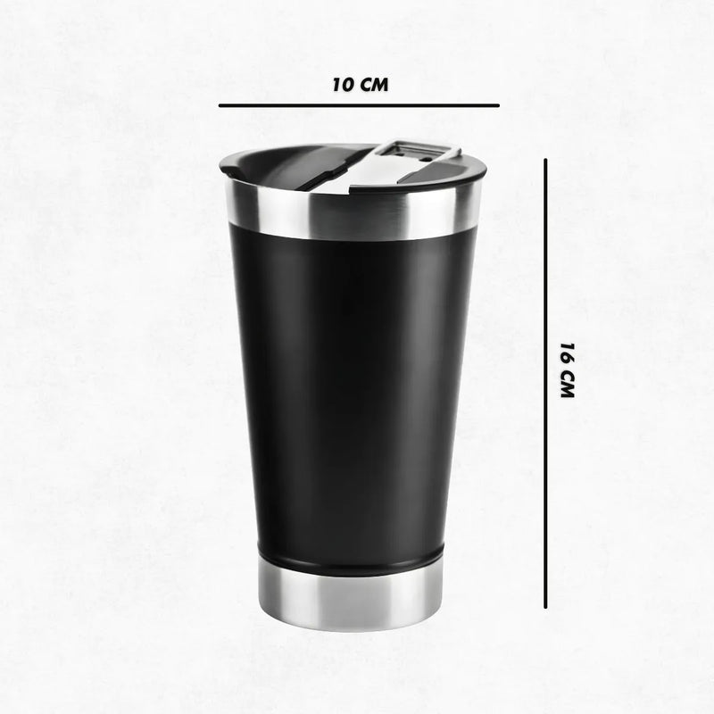 Copo Térmico Inox Cerveja e Café 473 ml Preto
