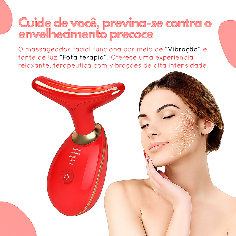 Massageador Facial Eletrico Pescoço Led Lift Fototerapia Ant