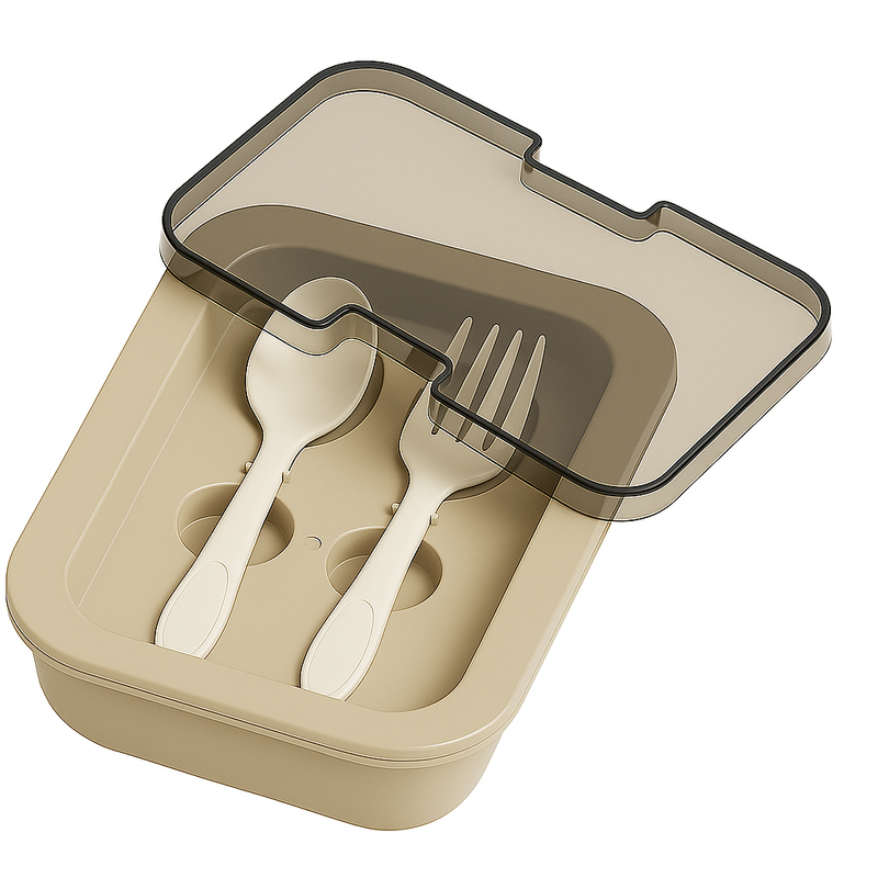 Kit Marmita com Divisórias e Talheres Cinza