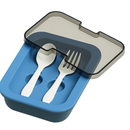 Kit Marmita com Divisórias e Talheres Azul