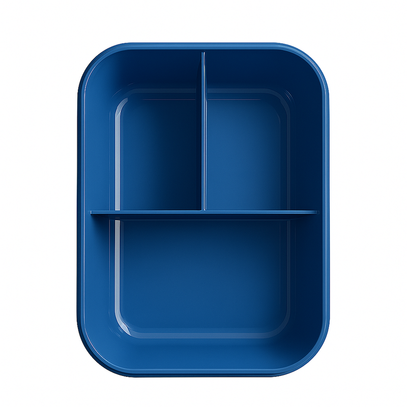 Kit Marmita com Divisórias e Talheres Azul