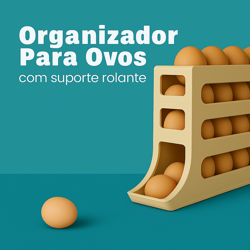 Organizador Para Ovos com Suporte Rolante Branco