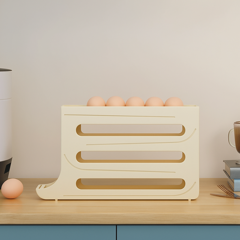 Organizador Para Ovos com Suporte Rolante Branco