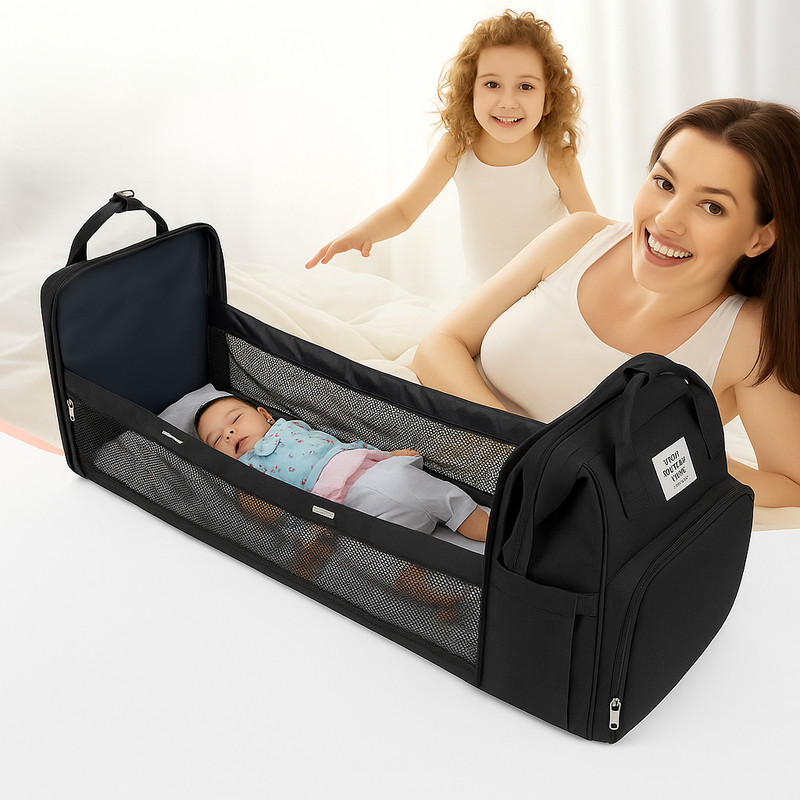 Mochila Maternidade Vira Berço Bebê Usb Impermeável