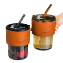 Copo De Vidro Com Canudo Tampa e Vedação 450ML