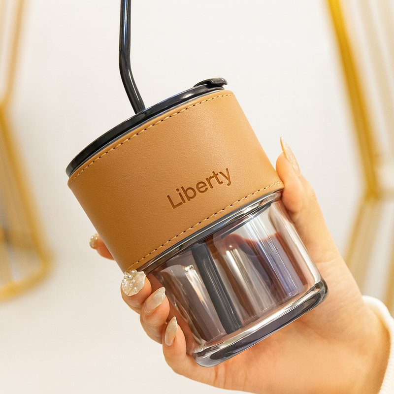 Copo De Vidro Com Canudo Tampa e Vedação 450ML