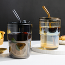 Copo De Vidro Com Canudo Tampa e Vedação 450ML